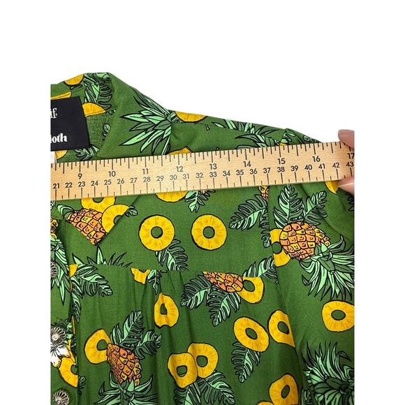Collectif x ModCloth Pineapple Print Button Blouse Green Retro Size M - Picture 6 of 12
